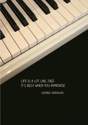 An Inspirational Greeting Card Featuring a Piano and a Quote from George Gershwin