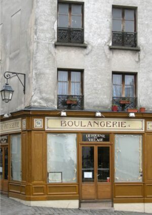 Boulangerie Greeting Card featuring a photo of a boulangerie in Paris