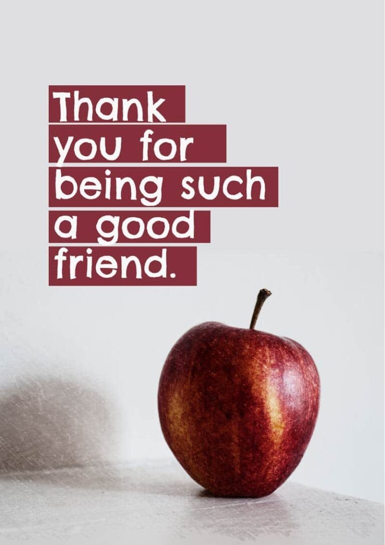 A Card An Apple And Text Thank You For Being Such A Good Friend 