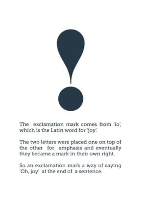 Exclamation mark and an explanation of its etymology from the Latin 'io'