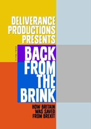 Back From The Brink greeting card to support the anti-Brexit movement, featuring a poster in the style of an advertisement for a play or film