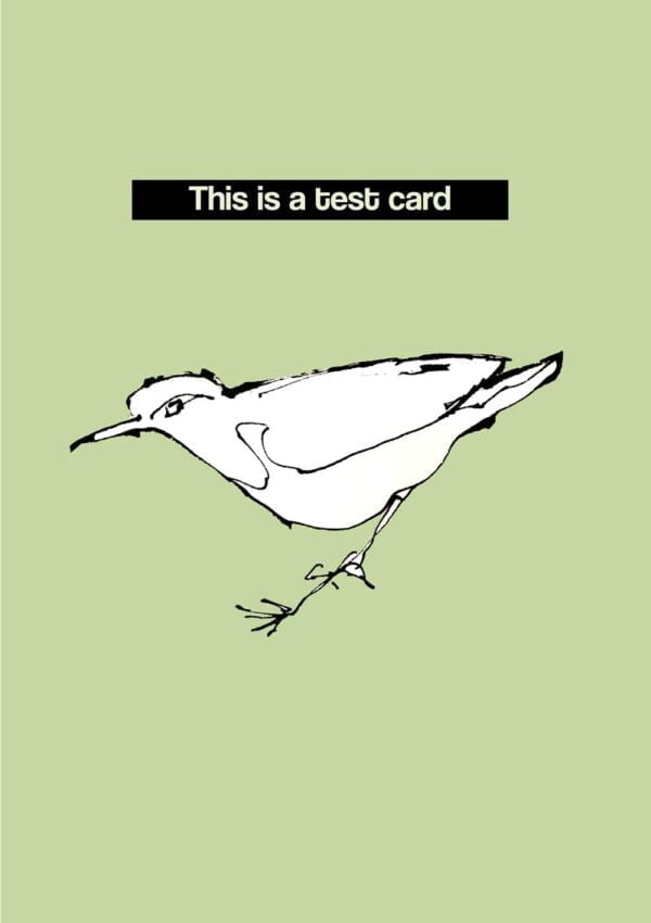 Test card with a white bird against a plain green background