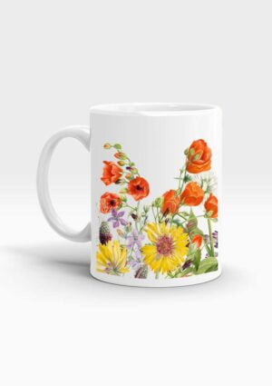 11oz mug with printed flower design