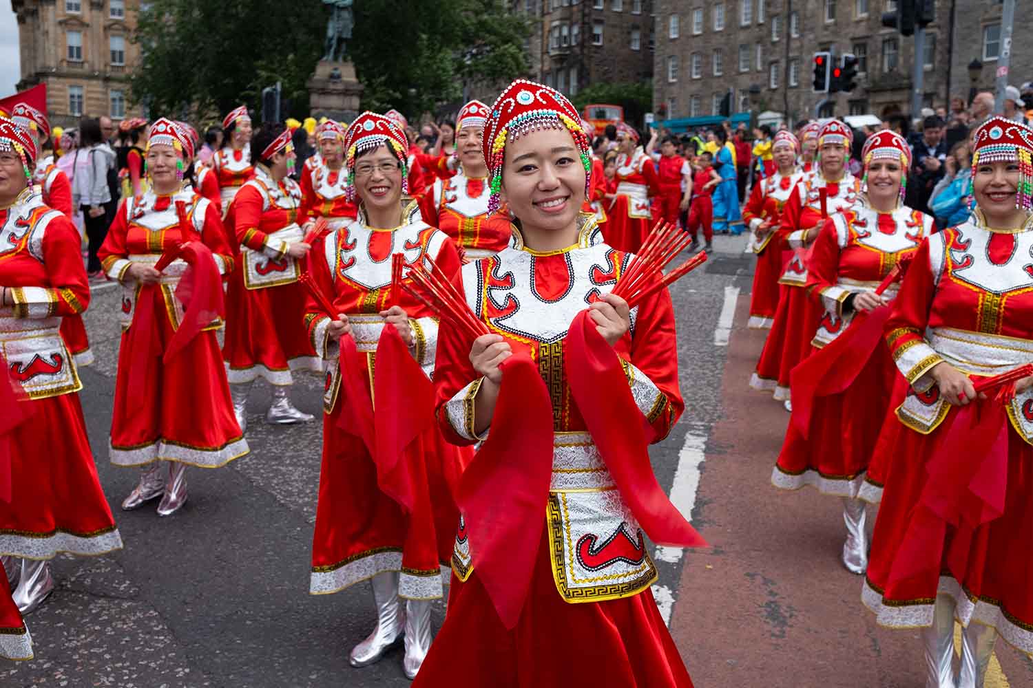 Taiwanese dancers in costume at the Edinburgh Fringe Festival